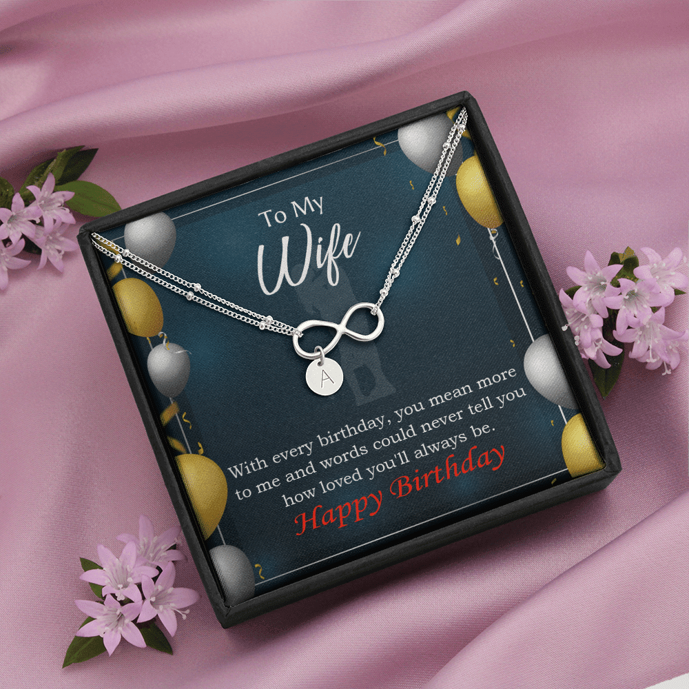 To My Wife Every Birthday Infinity Bracelet With Initial Charms - Infinity Bracelet