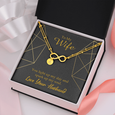 To My Wife You Light Up My Day Infinity Bracelet With Initial Charms - Infinity Bracelet