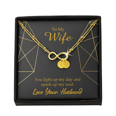 To My Wife You Light Up My Day Infinity Bracelet With Initial Charms - Infinity Bracelet