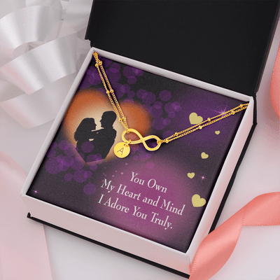 To My Wife Adore You Infinity Bracelet With Initial Charms - Infinity Bracelet