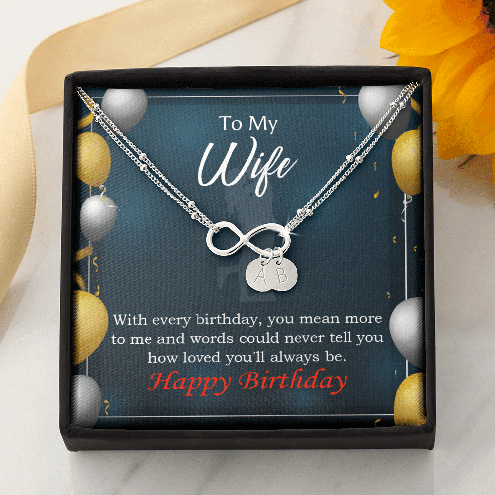 To My Wife Every Birthday Infinity Bracelet With Initial Charms - Infinity Bracelet
