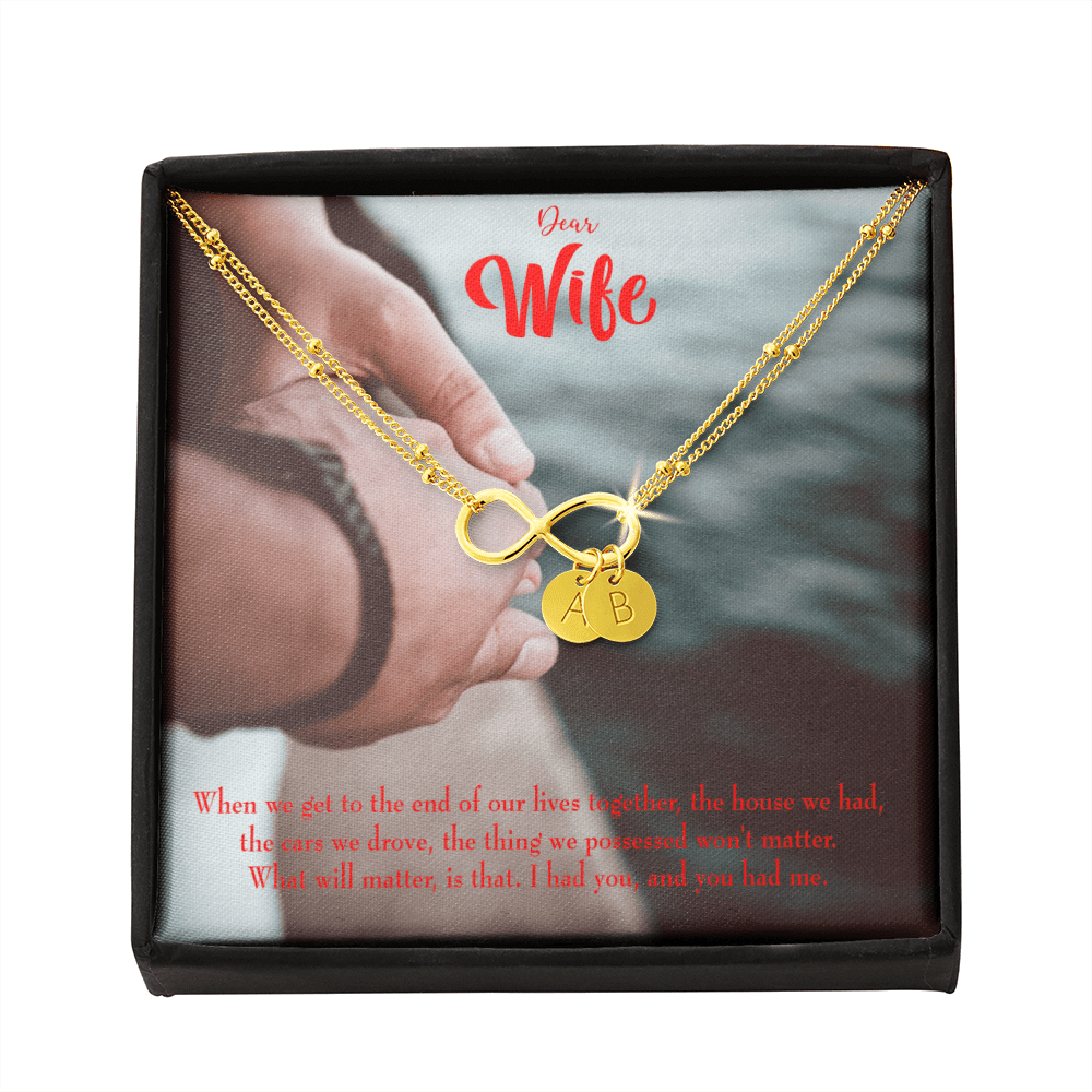 To My Wife Dear Wife From Husband Infinity Bracelet With Initial Charms - Infinity Bracelet