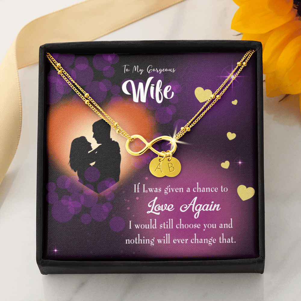 To My Wife Love Again Infinity Bracelet With Initial Charms - Infinity Bracelet