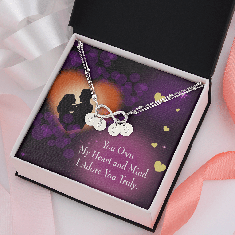 To My Wife Adore You Infinity Bracelet With Initial Charms - Infinity Bracelet
