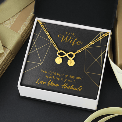 To My Wife You Light Up My Day Infinity Bracelet With Initial Charms - Infinity Bracelet