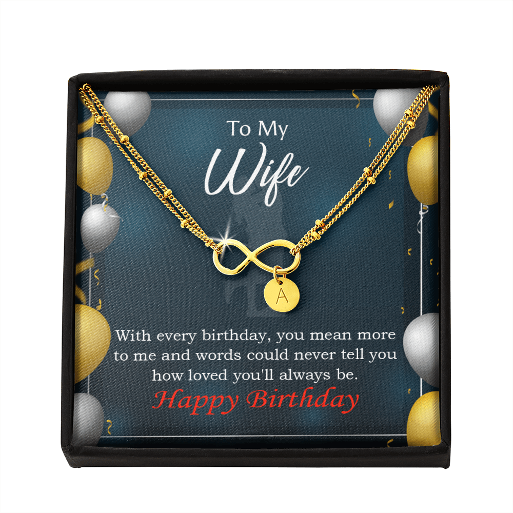 To My Wife Every Birthday Infinity Bracelet With Initial Charms - Infinity Bracelet