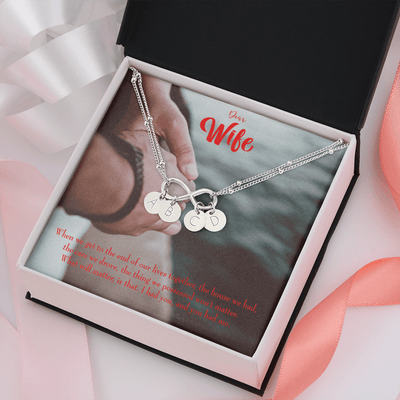 To My Wife Dear Wife From Husband Infinity Bracelet With Initial Charms - Infinity Bracelet