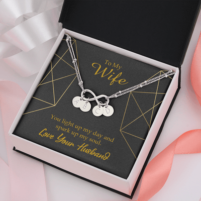 To My Wife You Light Up My Day Infinity Bracelet With Initial Charms - Infinity Bracelet