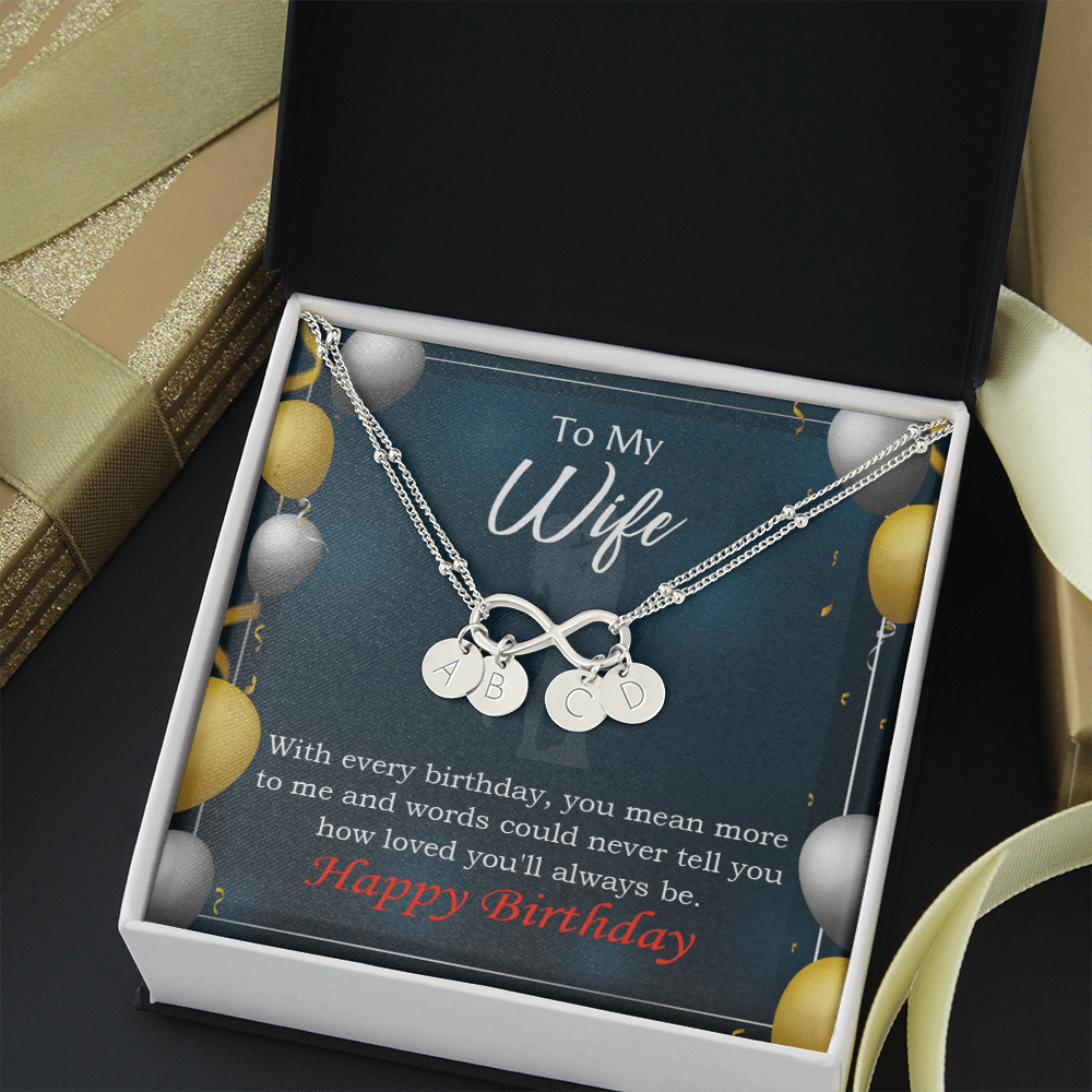 To My Wife Every Birthday Infinity Bracelet With Initial Charms - Infinity Bracelet