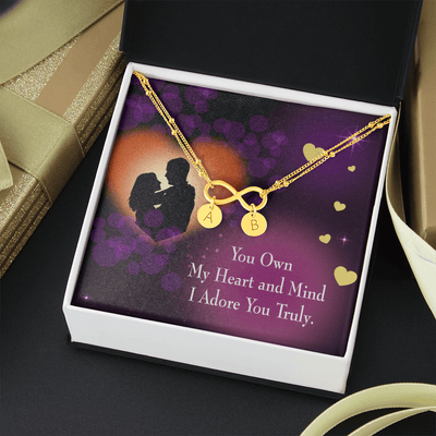 To My Wife Adore You Infinity Bracelet With Initial Charms - Infinity Bracelet