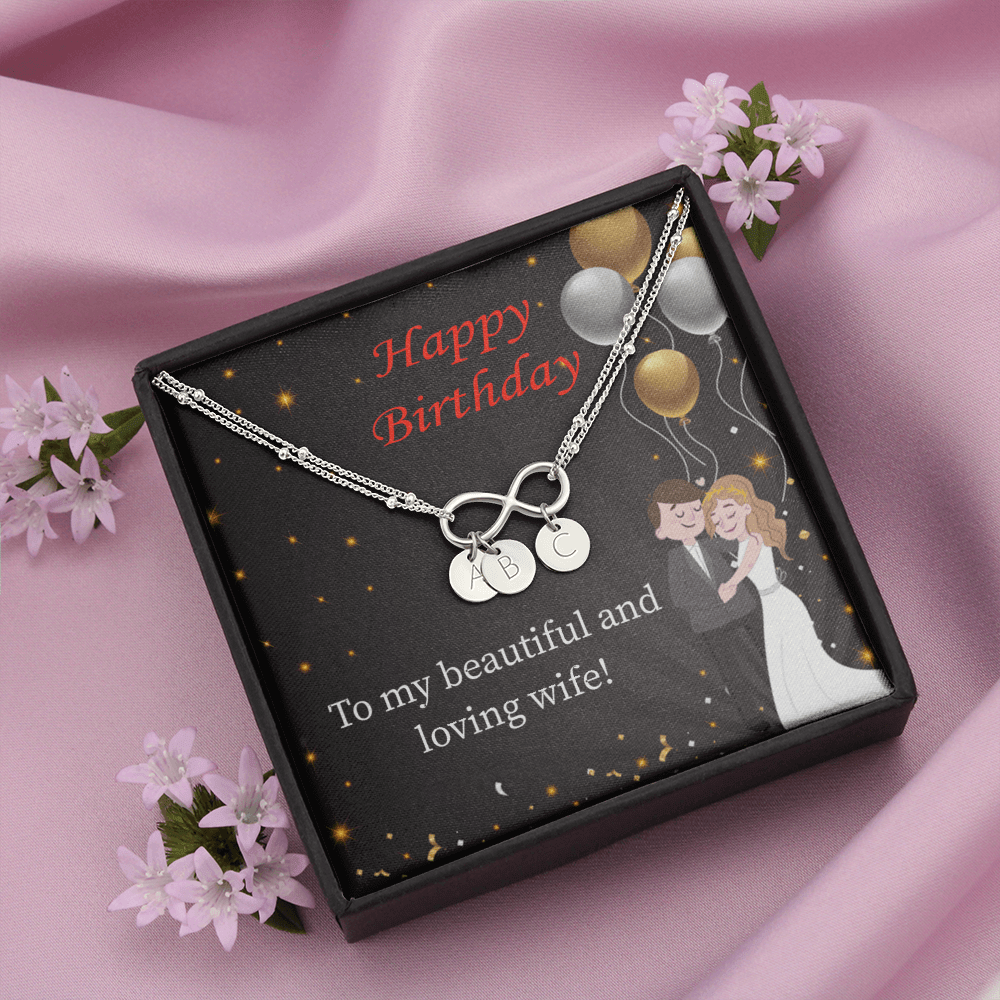 Beautiful And Loving Wife Infinity Bracelet With Initial Charms - Infinity Bracelet