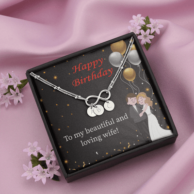 Beautiful And Loving Wife Infinity Bracelet With Initial Charms - Infinity Bracelet