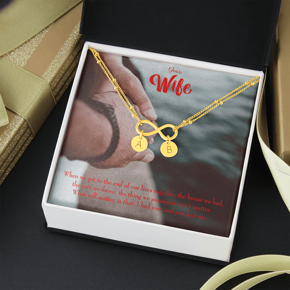 To My Wife Dear Wife From Husband Infinity Bracelet With Initial Charms - Infinity Bracelet