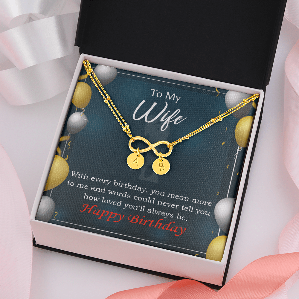 To My Wife Every Birthday Infinity Bracelet With Initial Charms - Infinity Bracelet