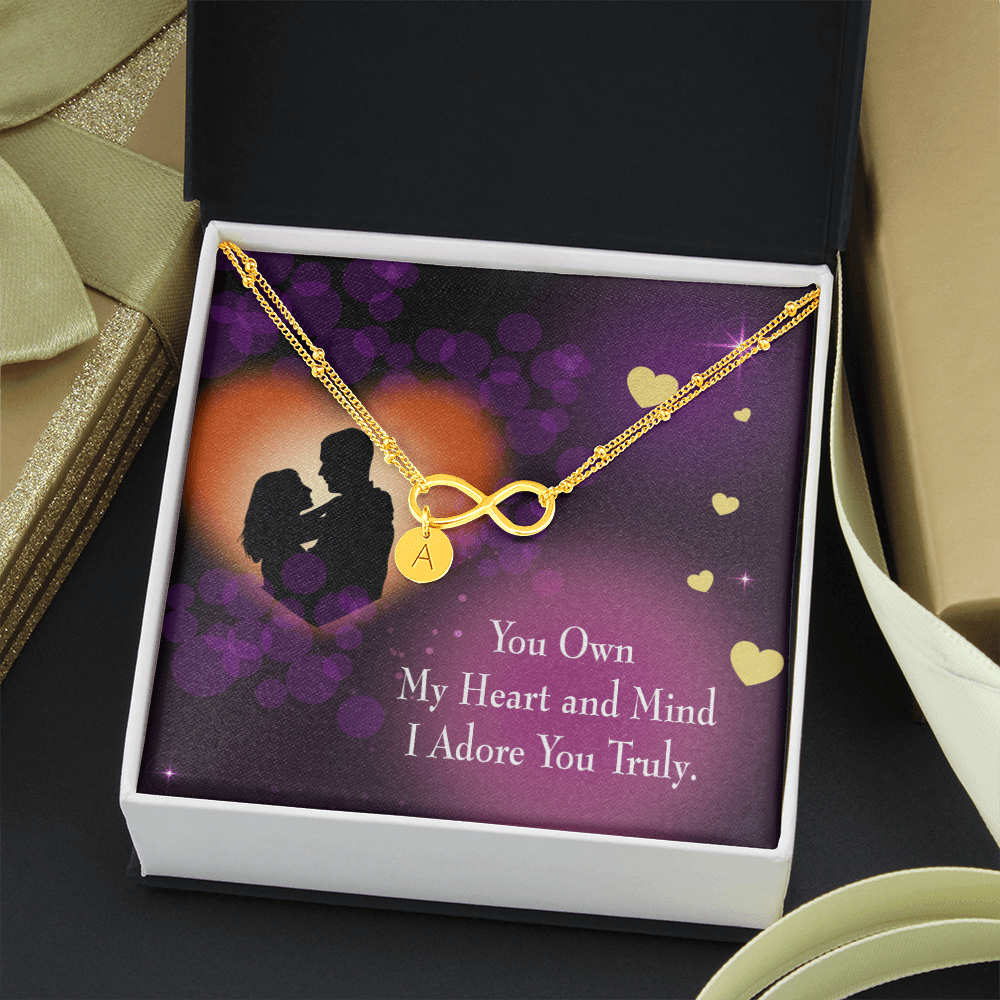 To My Wife Adore You Infinity Bracelet With Initial Charms - Infinity Bracelet