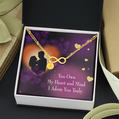 To My Wife Adore You Infinity Bracelet With Initial Charms - Infinity Bracelet