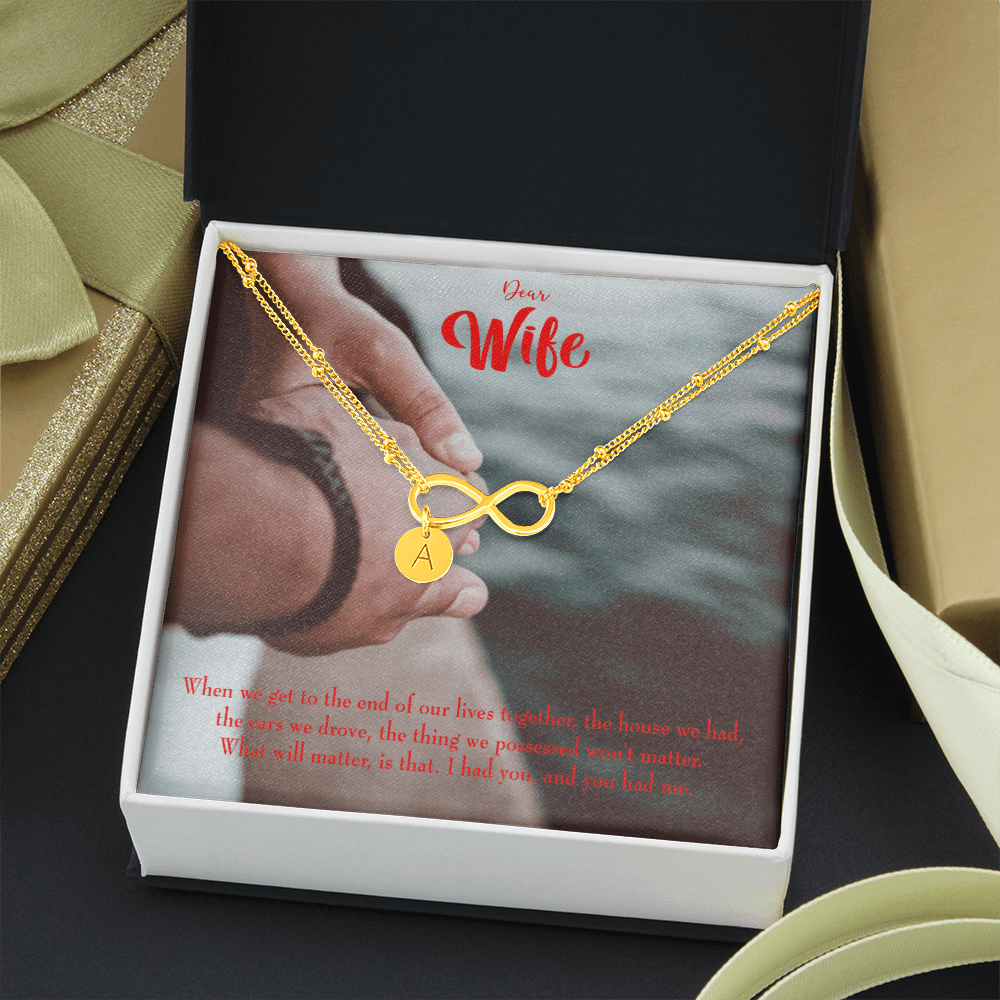 To My Wife Dear Wife From Husband Infinity Bracelet With Initial Charms - Infinity Bracelet