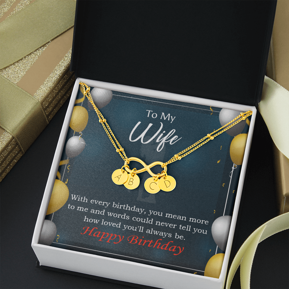 To My Wife Every Birthday Infinity Bracelet With Initial Charms - Infinity Bracelet