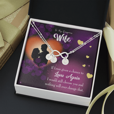 To My Wife Love Again Infinity Bracelet With Initial Charms - Infinity Bracelet