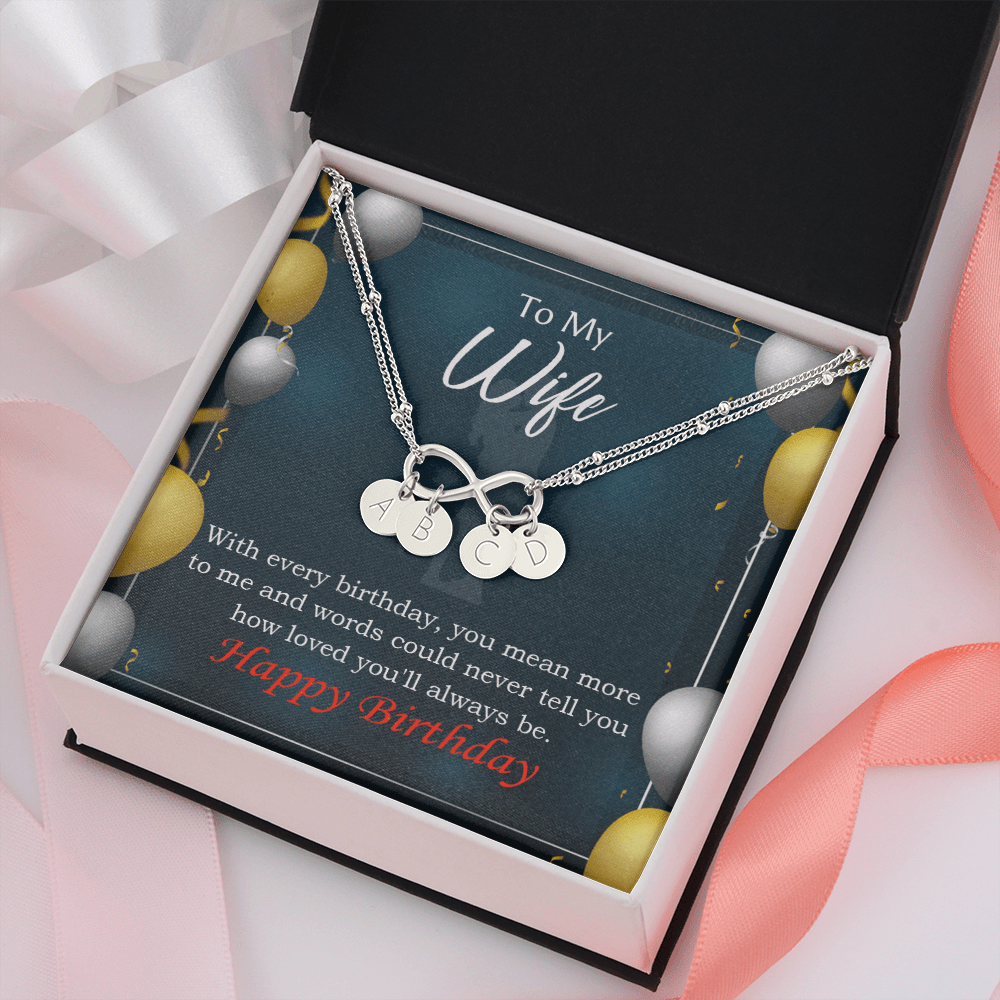 To My Wife Every Birthday Infinity Bracelet With Initial Charms - Infinity Bracelet