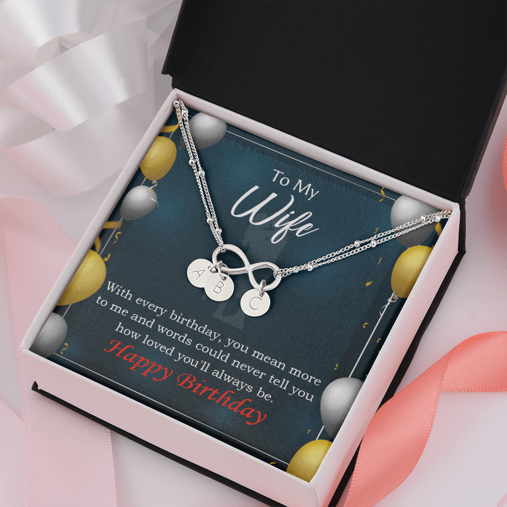 To My Wife Every Birthday Infinity Bracelet With Initial Charms - Infinity Bracelet