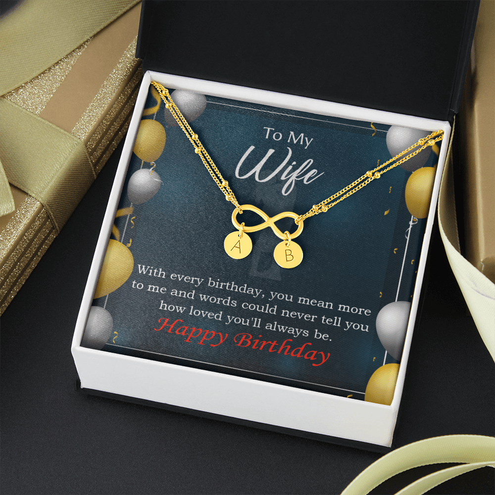 To My Wife Every Birthday Infinity Bracelet With Initial Charms - Infinity Bracelet