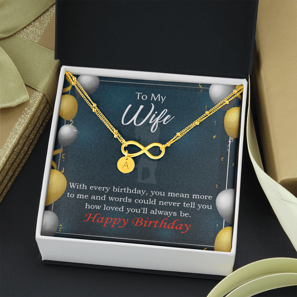 To My Wife Every Birthday Infinity Bracelet With Initial Charms - Infinity Bracelet