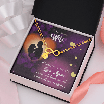 To My Wife Love Again Infinity Bracelet With Initial Charms - Infinity Bracelet