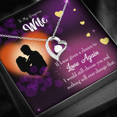 Gift For Wife Love Again Forever Love NecklaceHeart Pendant Stainless Steel or 18k Gold - Forever Love Necklace Gift Idea For Woman