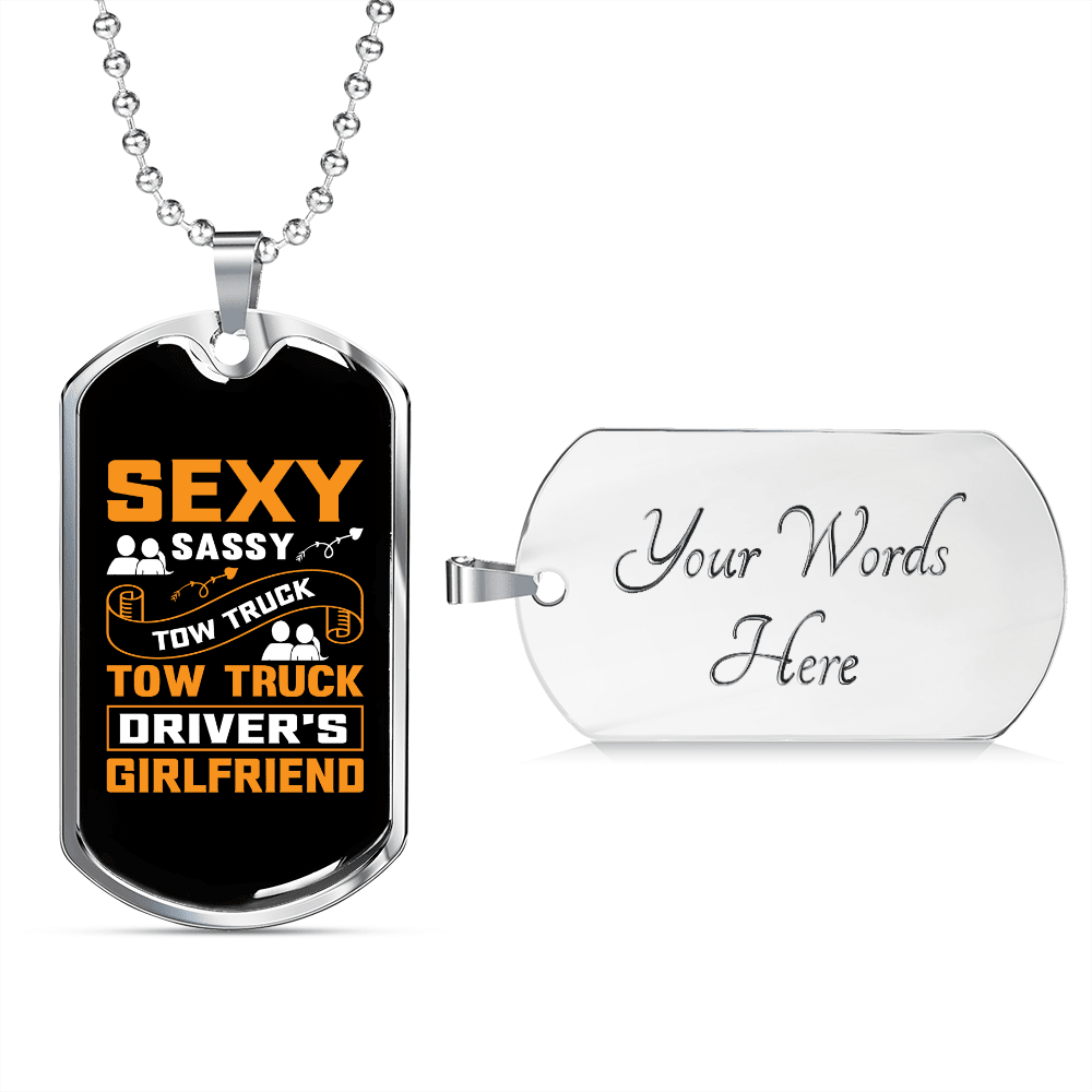 To My Girlfriend Sexy Sassy Girlfriend Yellow Necklace Stainless Steel or 18k Gold Dog Tag 24" Chain - Luxury Love Messages Dog Tag Gifts For Man, Woman