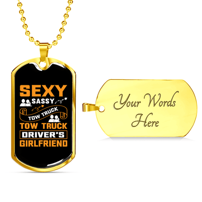 To My Girlfriend Sexy Sassy Girlfriend Yellow Necklace Stainless Steel or 18k Gold Dog Tag 24" Chain - Luxury Love Messages Dog Tag Gifts For Man, Woman