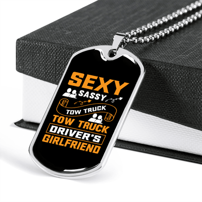 To My Girlfriend Sexy Sassy Girlfriend Yellow Necklace Stainless Steel or 18k Gold Dog Tag 24" Chain - Luxury Love Messages Dog Tag Gifts For Man, Woman