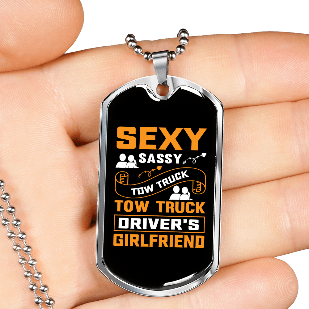To My Girlfriend Sexy Sassy Girlfriend Yellow Necklace Stainless Steel or 18k Gold Dog Tag 24" Chain - Luxury Love Messages Dog Tag Gifts For Man, Woman