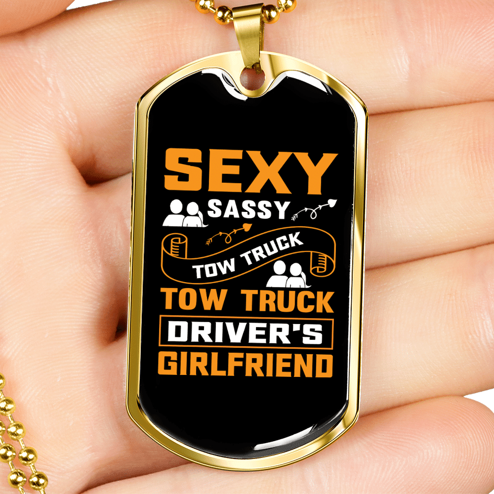 To My Girlfriend Sexy Sassy Girlfriend Yellow Necklace Stainless Steel or 18k Gold Dog Tag 24" Chain - Luxury Love Messages Dog Tag Gifts For Man, Woman