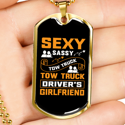 To My Girlfriend Sexy Sassy Girlfriend Yellow Necklace Stainless Steel or 18k Gold Dog Tag 24" Chain - Luxury Love Messages Dog Tag Gifts For Man, Woman