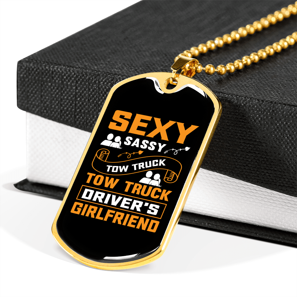 To My Girlfriend Sexy Sassy Girlfriend Yellow Necklace Stainless Steel or 18k Gold Dog Tag 24" Chain - Luxury Love Messages Dog Tag Gifts For Man, Woman