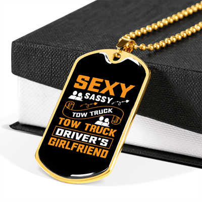 To My Girlfriend Sexy Sassy Girlfriend Yellow Necklace Stainless Steel or 18k Gold Dog Tag 24" Chain - Luxury Love Messages Dog Tag Gifts For Man, Woman