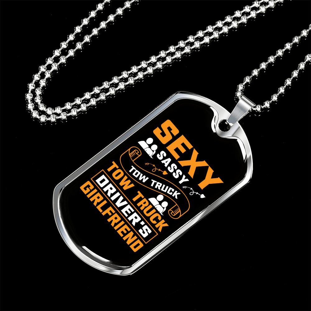 To My Girlfriend Sexy Sassy Girlfriend Yellow Necklace Stainless Steel or 18k Gold Dog Tag 24" Chain - Luxury Love Messages Dog Tag Gifts For Man, Woman