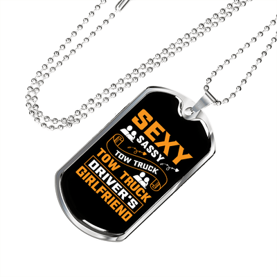 To My Girlfriend Sexy Sassy Girlfriend Yellow Necklace Stainless Steel or 18k Gold Dog Tag 24" Chain - Luxury Love Messages Dog Tag Gifts For Man, Woman