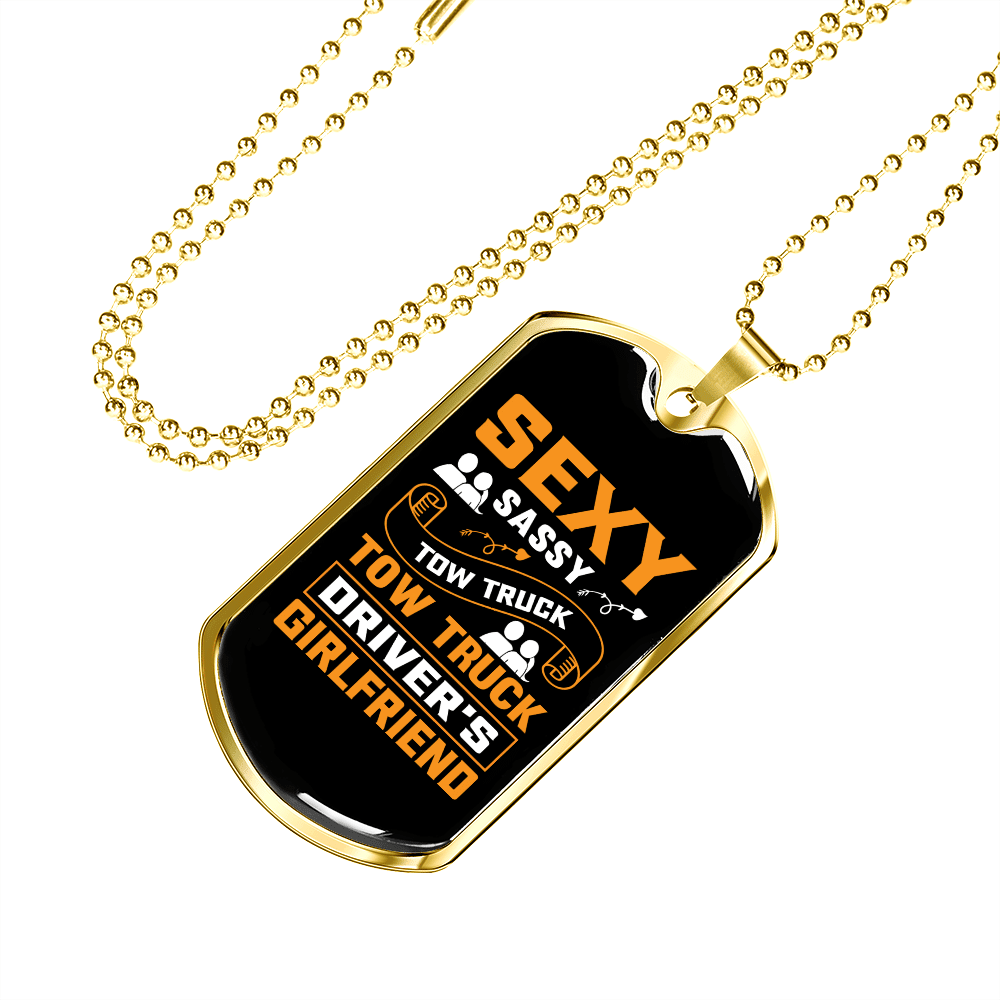 To My Girlfriend Sexy Sassy Girlfriend Yellow Necklace Stainless Steel or 18k Gold Dog Tag 24" Chain - Luxury Love Messages Dog Tag Gifts For Man, Woman