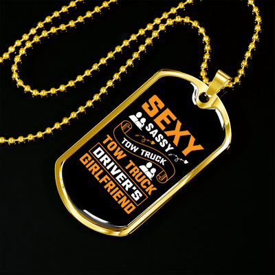 To My Girlfriend Sexy Sassy Girlfriend Yellow Necklace Stainless Steel or 18k Gold Dog Tag 24" Chain - Luxury Love Messages Dog Tag Gifts For Man, Woman