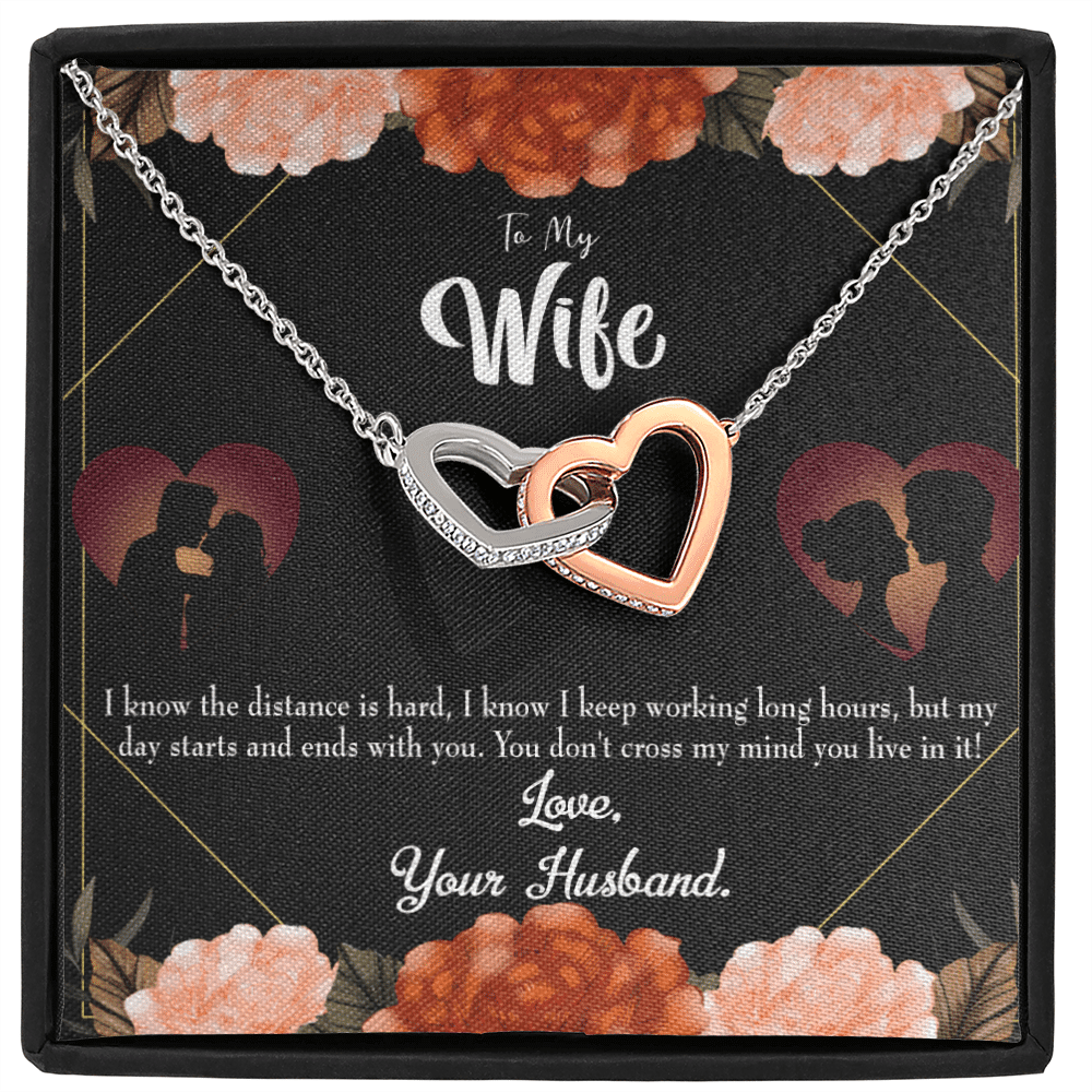 Wife Gift For Wife Birthday To Wife Always On My Mind Inseparable Love Pendant 18k Rose Gold Finish 16� - Interlocking Hearts Necklace