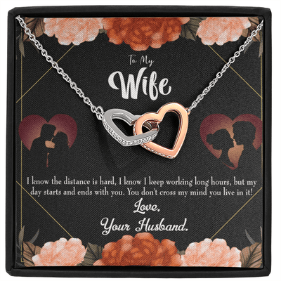 Wife Gift For Wife Birthday To Wife Always On My Mind Inseparable Love Pendant 18k Rose Gold Finish 16� - Interlocking Hearts Necklace