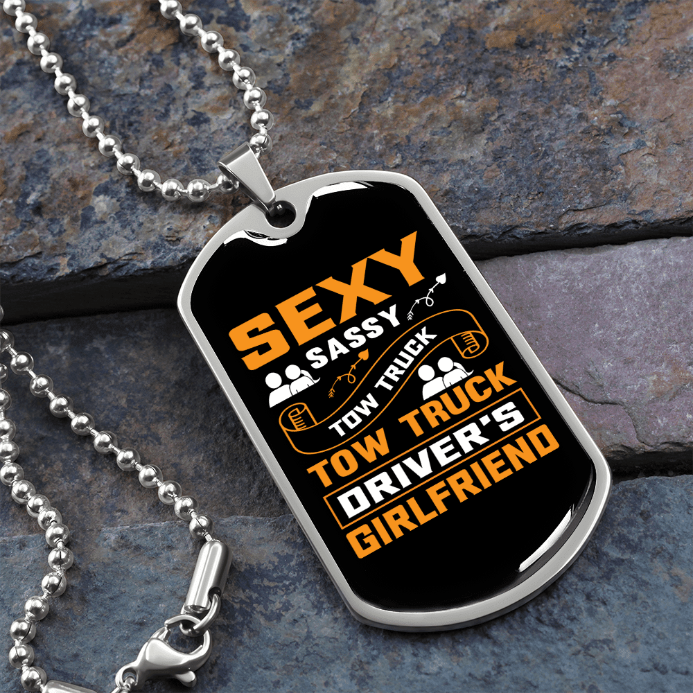 To My Girlfriend Sexy Sassy Girlfriend Yellow Necklace Stainless Steel or 18k Gold Dog Tag 24" Chain - Luxury Love Messages Dog Tag Gifts For Man, Woman
