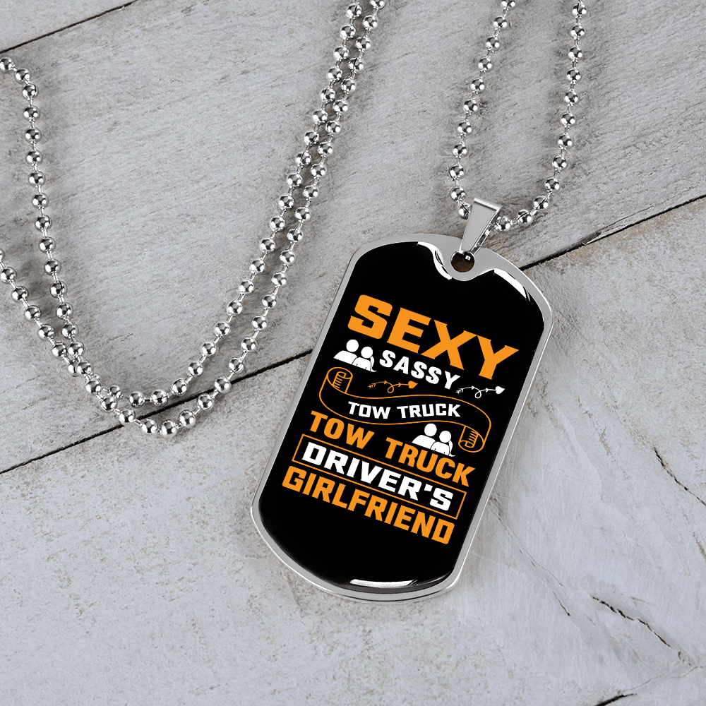To My Girlfriend Sexy Sassy Girlfriend Yellow Necklace Stainless Steel or 18k Gold Dog Tag 24" Chain - Luxury Love Messages Dog Tag Gifts For Man, Woman