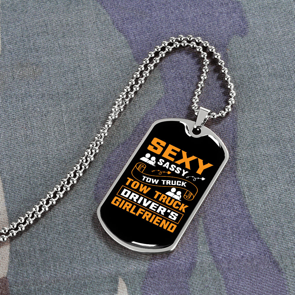 To My Girlfriend Sexy Sassy Girlfriend Yellow Necklace Stainless Steel or 18k Gold Dog Tag 24" Chain - Luxury Love Messages Dog Tag Gifts For Man, Woman
