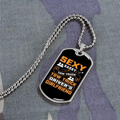 To My Girlfriend Sexy Sassy Girlfriend Yellow Necklace Stainless Steel or 18k Gold Dog Tag 24" Chain - Luxury Love Messages Dog Tag Gifts For Man, Woman
