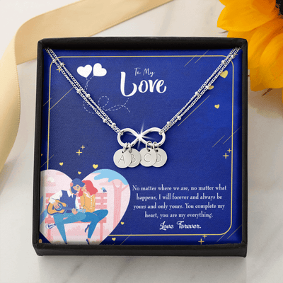 Wife You Complete Me Infinity Bracelet With Initial Charms - Infinity Bracelet