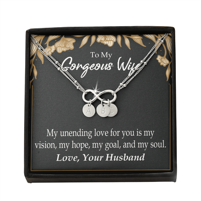 To My Wife My Unending Love For You Infinity Bracelet With Initial Charms - Infinity Bracelet