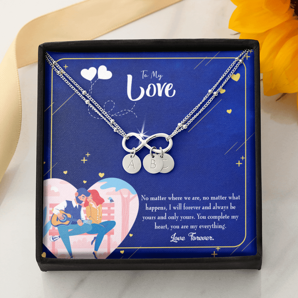Wife You Complete Me Infinity Bracelet With Initial Charms - Infinity Bracelet